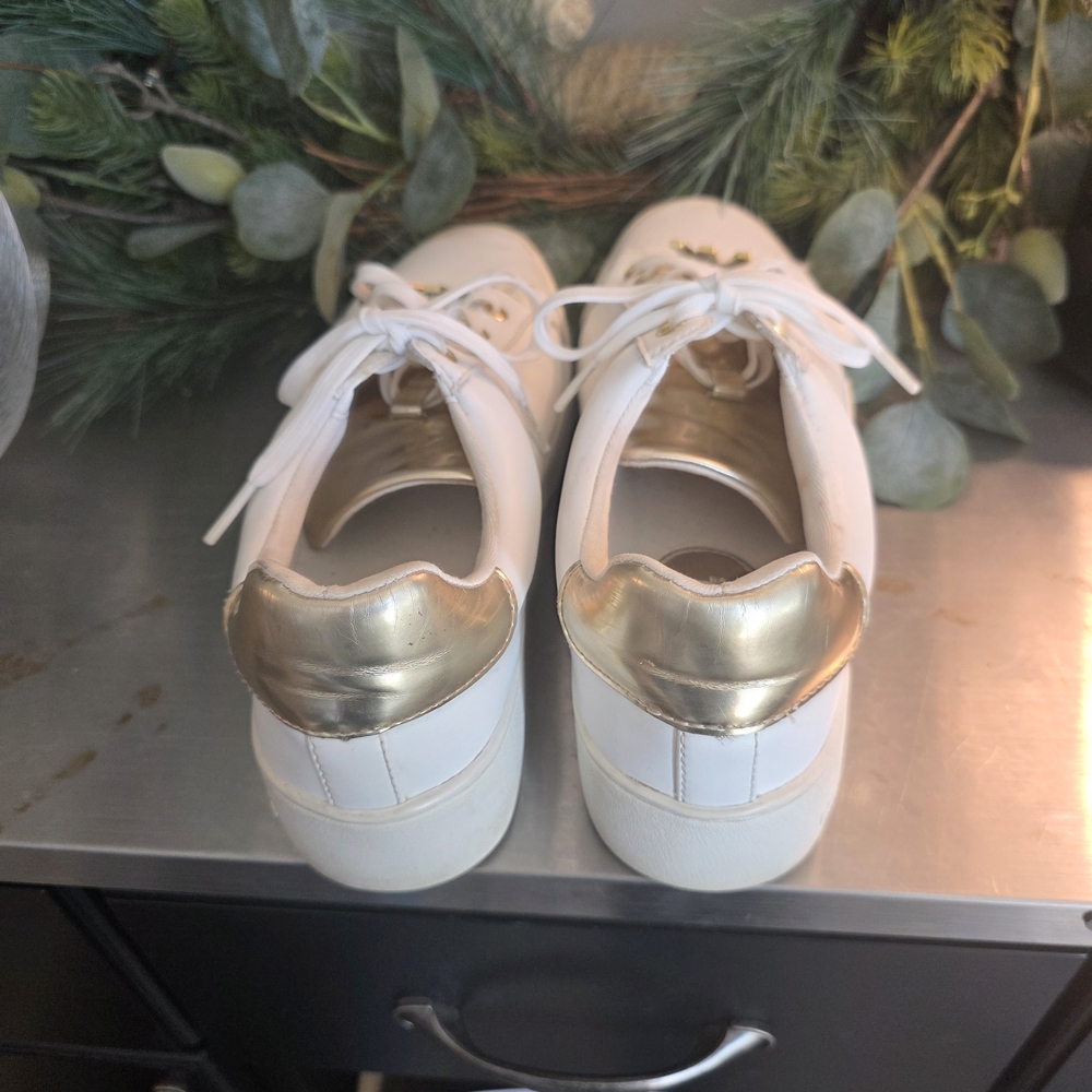 MOVING SALE Michael Kors White Leather MK Logo Sneakers - Picture 3 of 5